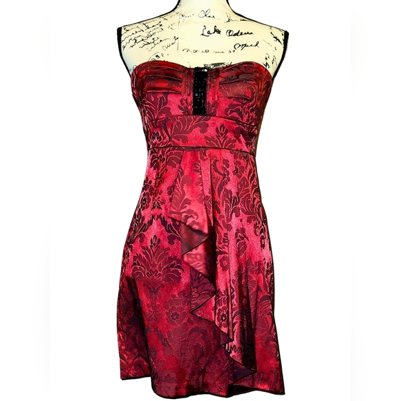 Sequin Hearts Strapless Mini Dress with Black Detail - Picture 3 of 9